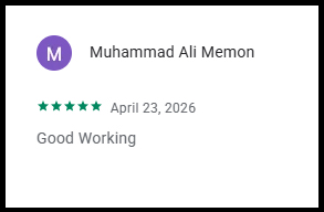 Google Review by Sarah Khan